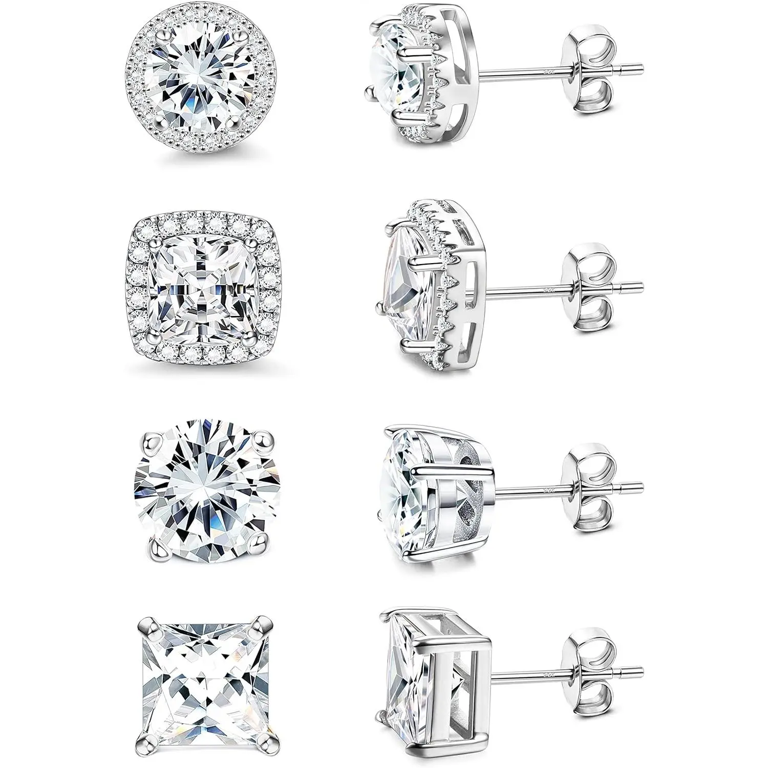 MILACOLATO Cubic Zirconia Stud Earrings Hypoallergenic 925 Sterling Silver Post Earrings Big Brilliant Stud Earrings for Women Men, Men's Accessories, Gifts For Boyfriend summerwins