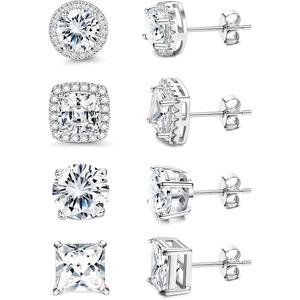 MILACOLATO Cubic Zirconia Stud Earrings Hypoallergenic 925 Sterling Silver Post Earrings Big Brilliant Stud Earrings for Women Men, Men's Accessories, Gifts For Boyfriend summerwins