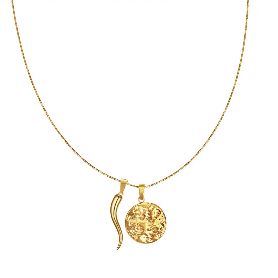 Moneta Chili Necklace with Gold Chain and Pendant, Features Chili-Shaped Pendant