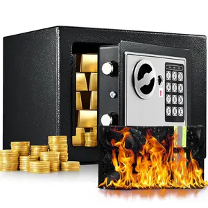 Steelite Money Safe Box for Home with Sensor Light & Fireproof Money Bag - 0.23 Cubic Feet Security Safe Box with Digital Keypad Keys & Pass Code Lock Black for Coin Home Office Hotel Rooms Business Jewelry