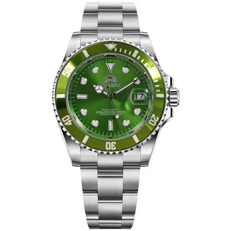 ORIENT AAA Grade Gold Tone Men's Diver Automatic Mechanical Watch,Rotating Timing BezelLuminous Hour Markers,Date Window,Solid Stainless Steel Bracelet,30M Water Resistant Sports Wristwatch,Multiple Dial Color Options Reloj de Buceo Automático para Hombre