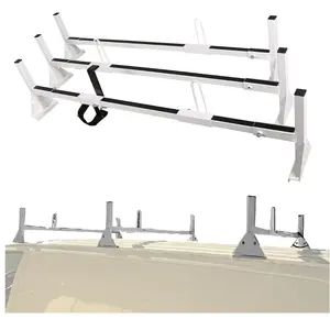 Universal Van Ladder Rack Full-Size 68"-75" Compatible with Ford E150 250 350 Chevrolet Express 1500 2500 3500 GMC Savana 3 Bars Roof Rack Steel