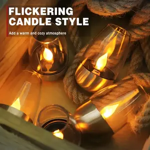 Solar Powered Flameless LED Candle Light, Decorative Outdoor Patio Lamp, Solar Patio Lights, Rechargeable 600mah Battery, Polished Metal Finish