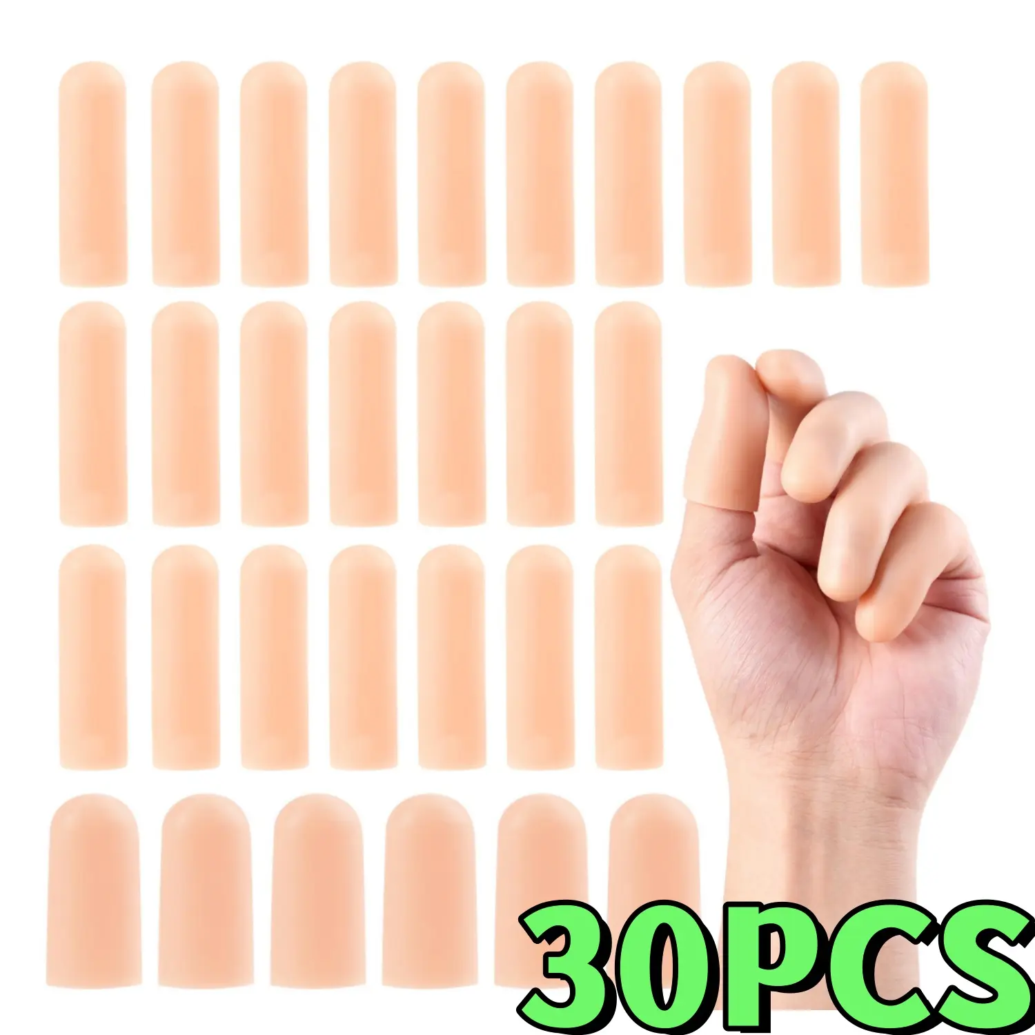 30PCS Reusable Eco-Friendly Gel Finger Protectors - 2 Sizes, Adjustable, Flexible, Handheld Bandages for Thumb Painting Protection, Relieve Injuries, with Protective Healthcare Box, Protective Covers