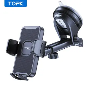 TOPK Car Mobile Phone Holder, Adjustable Car Phone Mount for Windshield, Suction Cup Design Dashboard Phone Holder, Car Interior Accessories, Car Phone Stand
