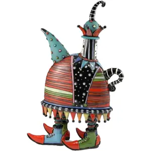 Vibrant Teapot Sculpture - Hand Painted Resin Art Decoration for Home and Office Unique tabletop decoration, a gift for collectors, a gift for Halloween Christmas