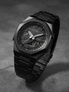 Skmei Octagonal Design Watch, Fashionable Metal Strap, Luminous Display, Business Casual 30m Waterproof, Stainless Steel Band