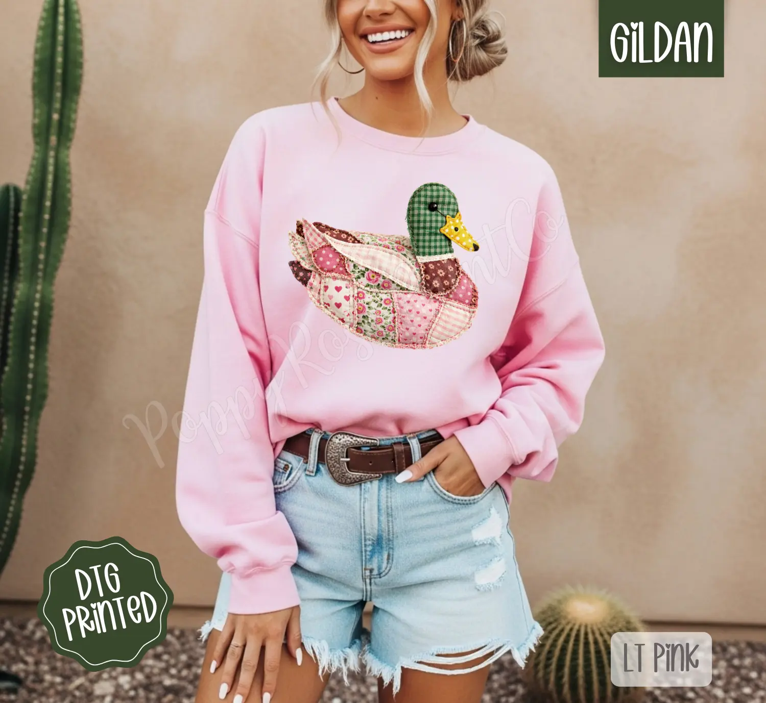 FAUX Quilted Duck Sweatshirt, Trendy Women's Crewneck