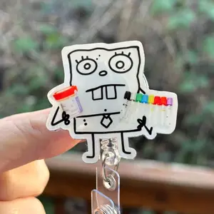 Cartoon Doodle Specimen Cup and Lab tubes-Badge Reel