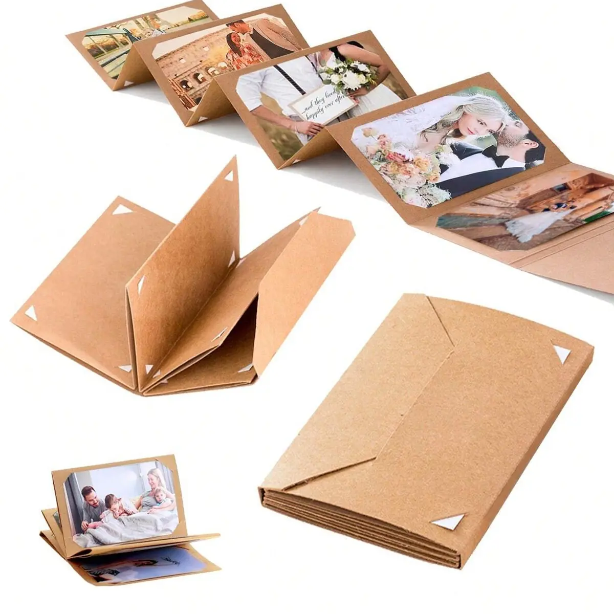 1book6-inch photo postcard storage album, accordion-style DIY folding photo album, card-folded booklet with card sleeves, insertable keepsake album, graduation ceremony gift, journal, photo storage collection, Picture album, suitable for weddings