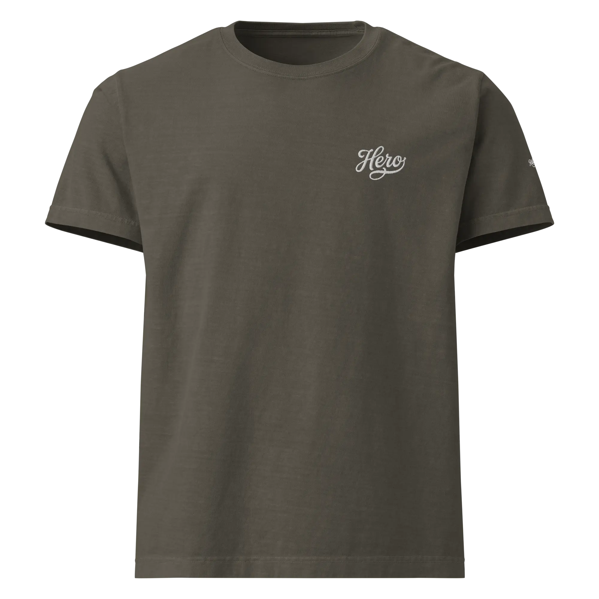 Men's Classic Crew Neck Short-Sleeve Tee - Vintage Hero Logo Embroidered Utility Casual Streetwear Top