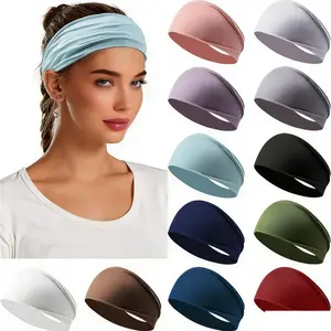 Sports Headband Yoga Sweatband for Men and Women, Running and Fitness Headband, Elastic Cotton Scarf, Solid Color Headbands