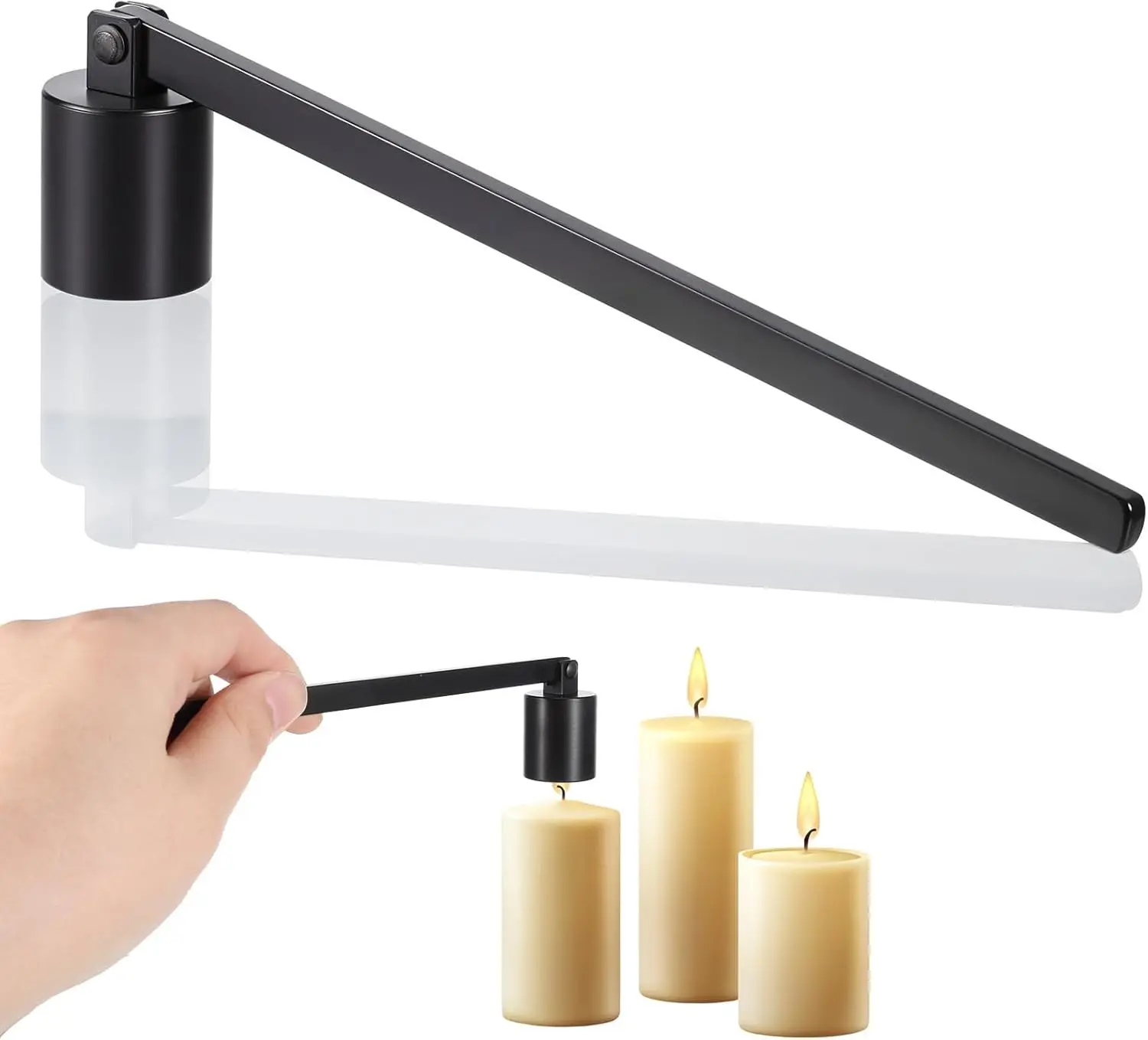 Stainless Steel Long-Handle Tube-Shape Candle Snuffer, Flame Ext. Tool for Candle Snuffing (Black)