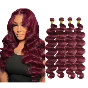 Rovess Hair【14A】 Ombre Burgundy Bundles 99j Body Wave Human Hair Bundles Brazilian Unprocessed Virgin Remy Hair Bundles 20 Inch Red Wine Body Wave Bundles Human Hair Extensions 99j Bundles for Women