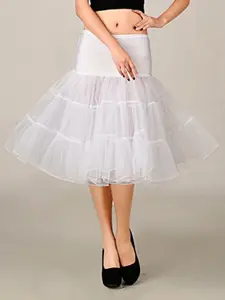 Fluffy Tulle Tutu Petticoat Lightweight Soft 2-Layered Underskirt for Wedding, Prom, Ball Gown Adds Volume, Elastic Waist, Women's Party Skirt