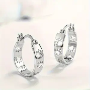 Dog paw ring earrings, suitable for simple holiday styles, daily and gift occasions, Valentine's Day gift creativity, elegant animal paw jewelry for all seasons