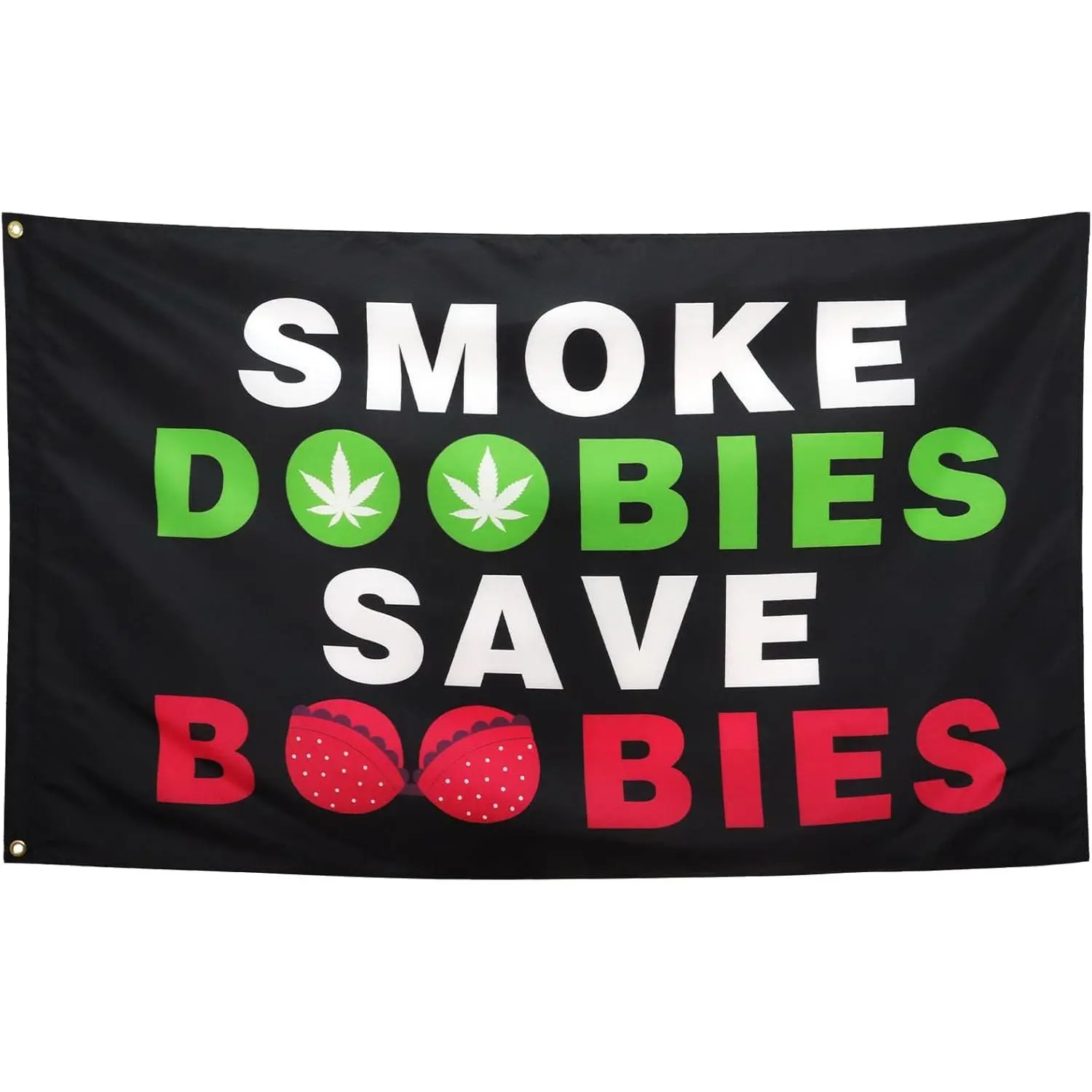 Smoke Doobiess Save Boobies Flag Cool Funny Flags For Room Guys Girls Meme Flags Banner 40x60 IN College Dorm Bedroom Wall Man Cave Frat Indoor Outdoor Black Background Decor Ornaments
