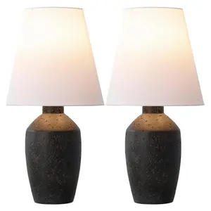 Xander 19.5" Minimalist Scandinavian Concrete Effect Resin/Iron Ginger Jar LED Table Lamp