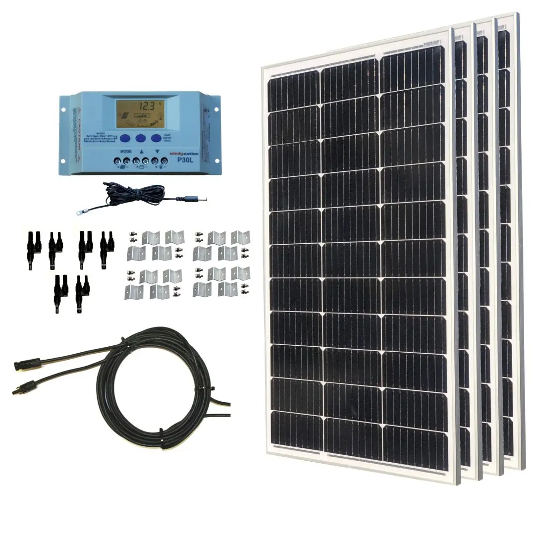 High Efficiency 400W Monocrystalline Solar Panel Kit, Equipped with P30L LCD Solar Charge Controller, High Efficiency Solar