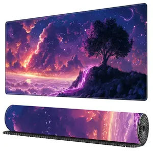 BHJLAXR Anime Starry Sky Pattern Mouse Pad, 1 Count Cute Landscape Mousepad, Large Gaming Keyboard Mouse Pad, Desk Mat for Home Office, Gaming Items