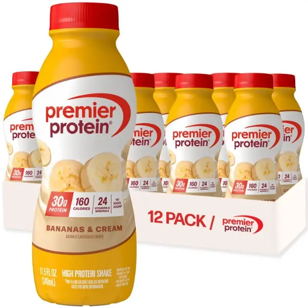 Shake, Bananas & Cream, 30g Protein, No Added Sugar, 24 Vitamins & Minerals to Support Immune Health, Gluten-Free, 11.5 fl oz (12 Pack)