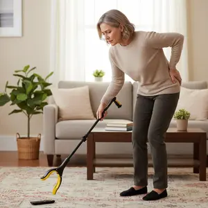 44 Inch Extra Long Grabber Reacher Tool，Foldable Trash Pick Up Stick for Seniors with Strong Grip Magnetic，360°Rotating Anti-Slip Jaw 4" Wide Claw Opening,Hand Grabber for Reaching