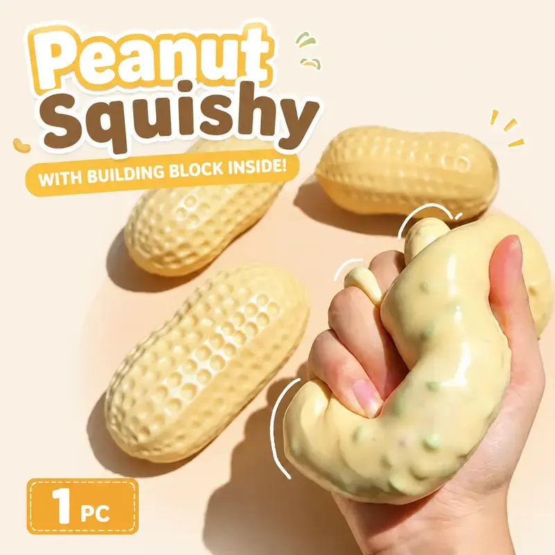 Crunchy Sound Peanut Squishy Toy, Fun Sensory Healing Toy, Portable Stress Relief Gadget, Cute Peanut Desk Ornament. Perfect gift for holiday parties and daily leisure, ideal for birthdays, Halloween, Thanksgiving, Christmas and other festivals.