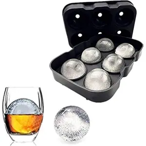 Silicone Round Ice Cube Mold, Round Ice Cube Trays for Freezer with Funnel, Easy Release Ice Cube Tray Circle Balls for Whiskey Cocktails Bourbon Reusable Sphere