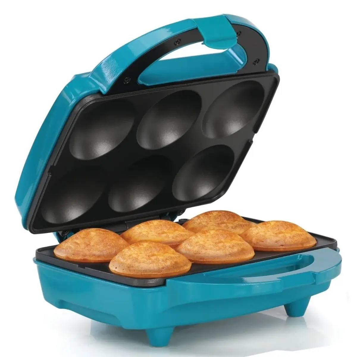 Housewares Non-Stick 6-Count Electric Cupcake Maker Machine – Bakes 6 Cupcakes, Muffins, Pizza Cups, Cinnamon Buns – Perfect for Gifts, Birthdays, Holidays, or Bake Sales, Teal