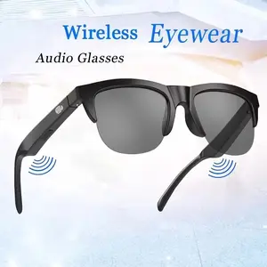 Smart Sunglasses TWS-F V5.3 Wireless Bluetooth Audio Glasses HD UV Protection Waterproof Anti-UV for Men Women Outdoor Sports Wearable TR90 Frame Black Camera ai