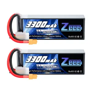 Zeee 14.8V 4S Lipo Battery 50C 3300mAh Soft Case Battery with XT60 Plug for RC Airplane Helicopter RC Boat UAV Drone FPV RC Car Truck Boat(2 Packs)