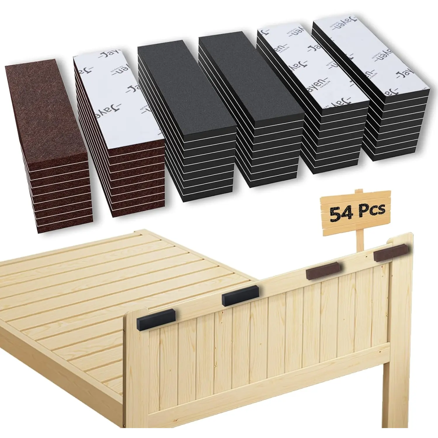 54 count Furniture Wall Protectors, 18 count Felt Pads + 36 count EVA  Pads, Anti- Headboard Stoppers for Bed Frame, Anti-Shake Headboard Bumper for Any Furniture