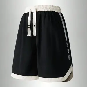 Men's Loose-Fit Casual Athletic Shorts, Contrast Color Striped Design, Soft Elastic Drawstring Waist Training Shorts for Daily & Summer Wear