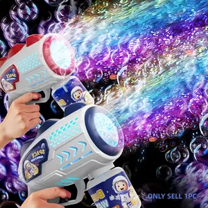 Automatic Space Bubble Maker Kids Electric Toy, Glow Handheld Portable Bubble Machine, Includes 60ML Bubble Solution, Unisex, Ages 3+, Party Fun