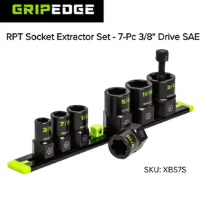 GripEdge RPT Socket Extractor Set - 7-Pc 3/8" Drive SAE