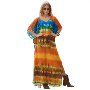 Women Ethnic Print Kaftan Dress Plus Size Swimsuit Cover Up,Mrs. Roper Kaftan, Swimsuit, bubu, mumu, Casual Womenswear Boho Caftan Baggy