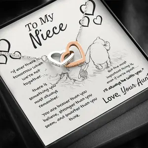 Personalized To My Niece (Love, Your Aunt) Interlocking Hearts Necklace, Gift For Niece, Niece Gift From Aunt, Niece Necklace, Niece Birthday Gift
