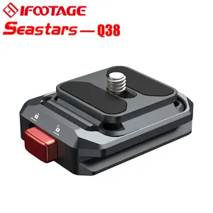 IFOOTAGE Q38 Aluminum Quick Release Plate Built-in level MINI and portable Convertable 1/4 and 3/8 1 second release installation Camera Mount