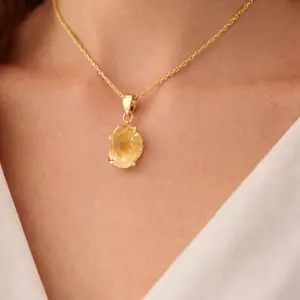 Citrine Necklace (Available in Sterling Silver 925 or Gold Plated)