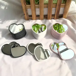 1/3/6pcs Mini Heart-Shaped Mirror, Available In Pink, White, And Black, Featuring A Minimalist Design. Wedding Gift Mirror Glass Mini Dressing Mirror Christmas Party Party Gift Travel Makeup Mirror