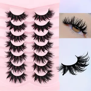 7 Pairs Dense Voluminous Curled Anime False Eyelashes, Cosplay Wet Look, Comfortable Universal Fit, Anime Comic Fake Lashes, Fluffy Cluster Lashes, Soft Lashes
