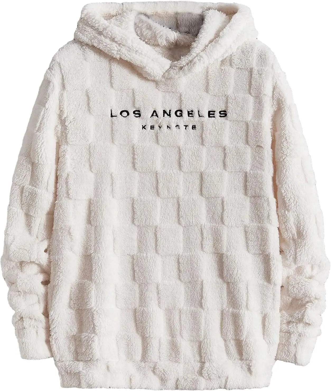 Graphic Fuzzy Pullover Hoodie Long Sleeve Fleece Hooded Sweatshirt