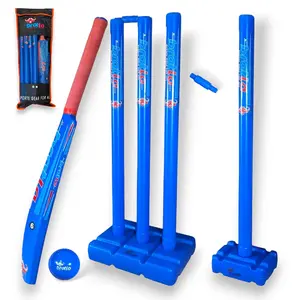 Bratla Cricket Set Size 6 - Blue Color | Includes Bat, Wind Ball, Stumps, and Non-Striker Stump with Plastic Base