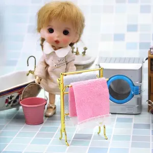 Miniature Towel Rack for Dollhouse Food Scene DIY, Perfect Toy Furniture Gift Idea