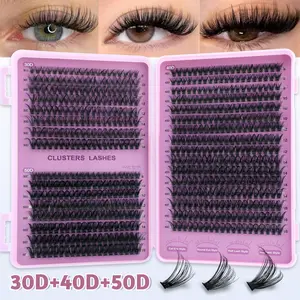 640 D Curl False Eyelashes, Mixed Lengths 8-16mm, Soft Dense, DIY Makeup, Volume Cluster Lashes & Lash Extension, Beginner Friendly