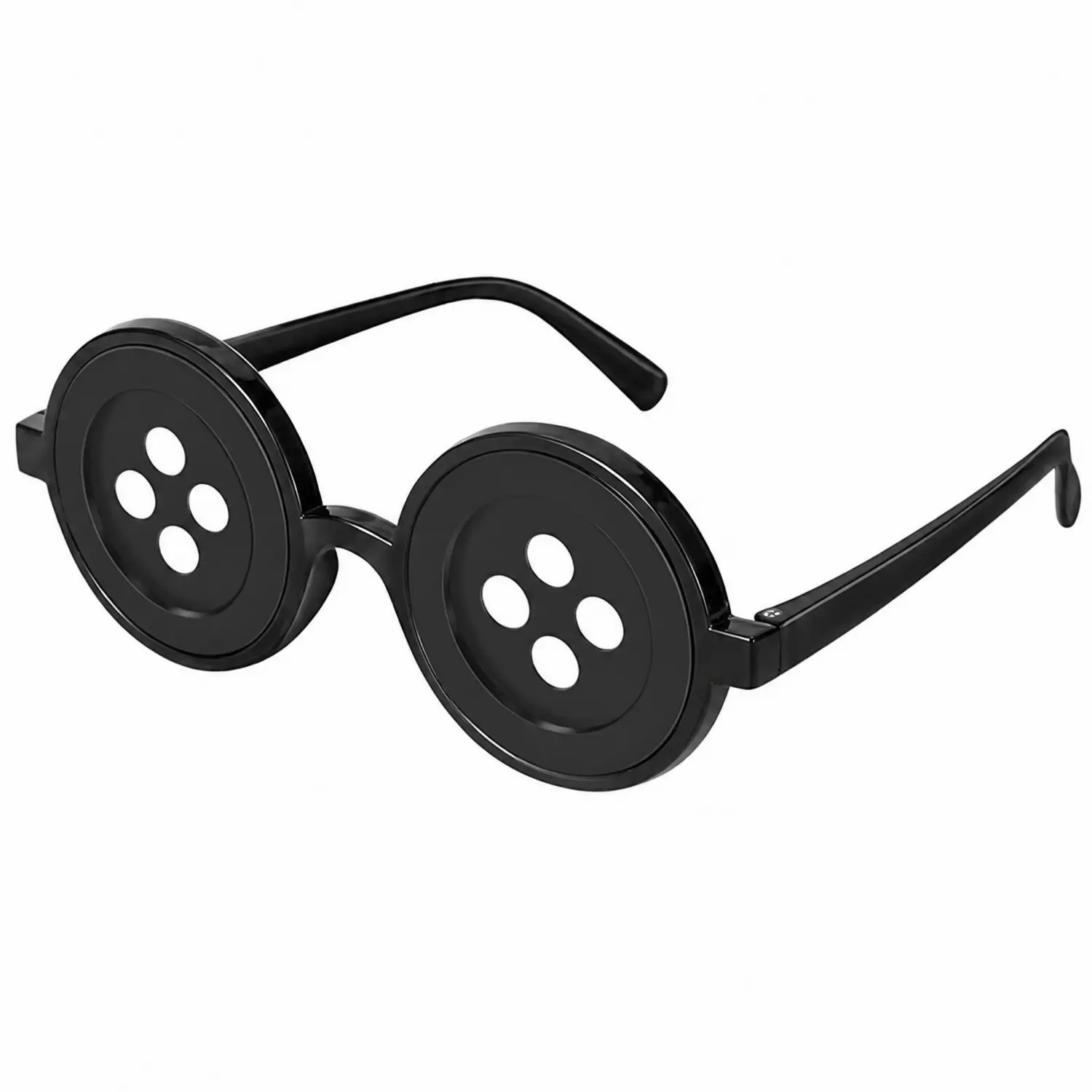 Unisex Adult Plastic Black Button Eye Glasses - Round Frame Spooky Gothic Costume Sunglasses with 4-Hole Button Design, Comfortable Lightweight Accessories for Halloween, Cosplay Parties, Photo