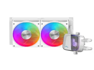 SAMA L70 240mm Liquid CPU Cooler AIO Cooler with ARGB Infinity Mirror Effect 2x120mm ARGB Light Sync with Motherboard PWM 28mm Fans Low-Noise for AMD AM4/AM5, Intel LGA 1700/1150/1151/1200/1851 Thermal Grease/White