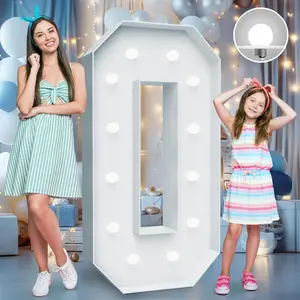 4FT Marquee Light Up Numbers - Cool White Light Up Numbers 0 with Fixed Bag, Decoration Large Marquee Light Up Numbers can Be Used for Wedding Decoration, Birthday Decoration