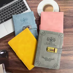 A5 Vintage Password Lock Notebook, Thick Diary Journal Secret Notepad School Stationery, Office Stationery Supplies