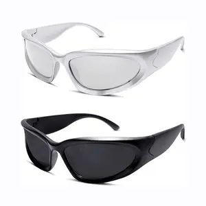 Unisex Y2K Polarized Sunglasses, 2000s Retro Wrap Around Sports Futuristic Oval Glasses for Women Men, 2025 Trendy Fashion Shades